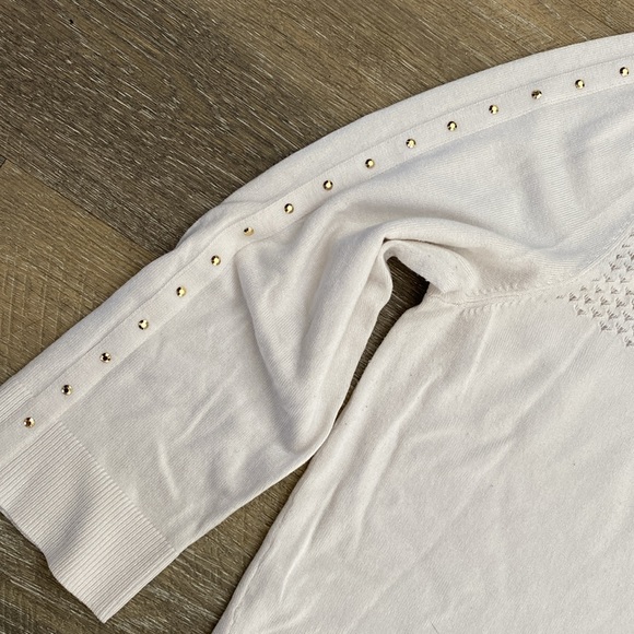 7th Avenue Design Studio New York & Company Studded White Sweater w/Open Knit XL - Picture 5 of 8